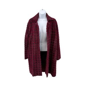 Liverpool Open Front Coatigan Sweater Houndstooth WMNS S Burgundy/Black Long Sl